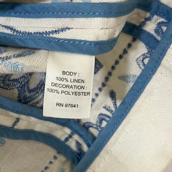 J. Jill Linen Floral Embroidered Jacket Size S Tall‎ Blue Star Boho - Picture 7 of 8